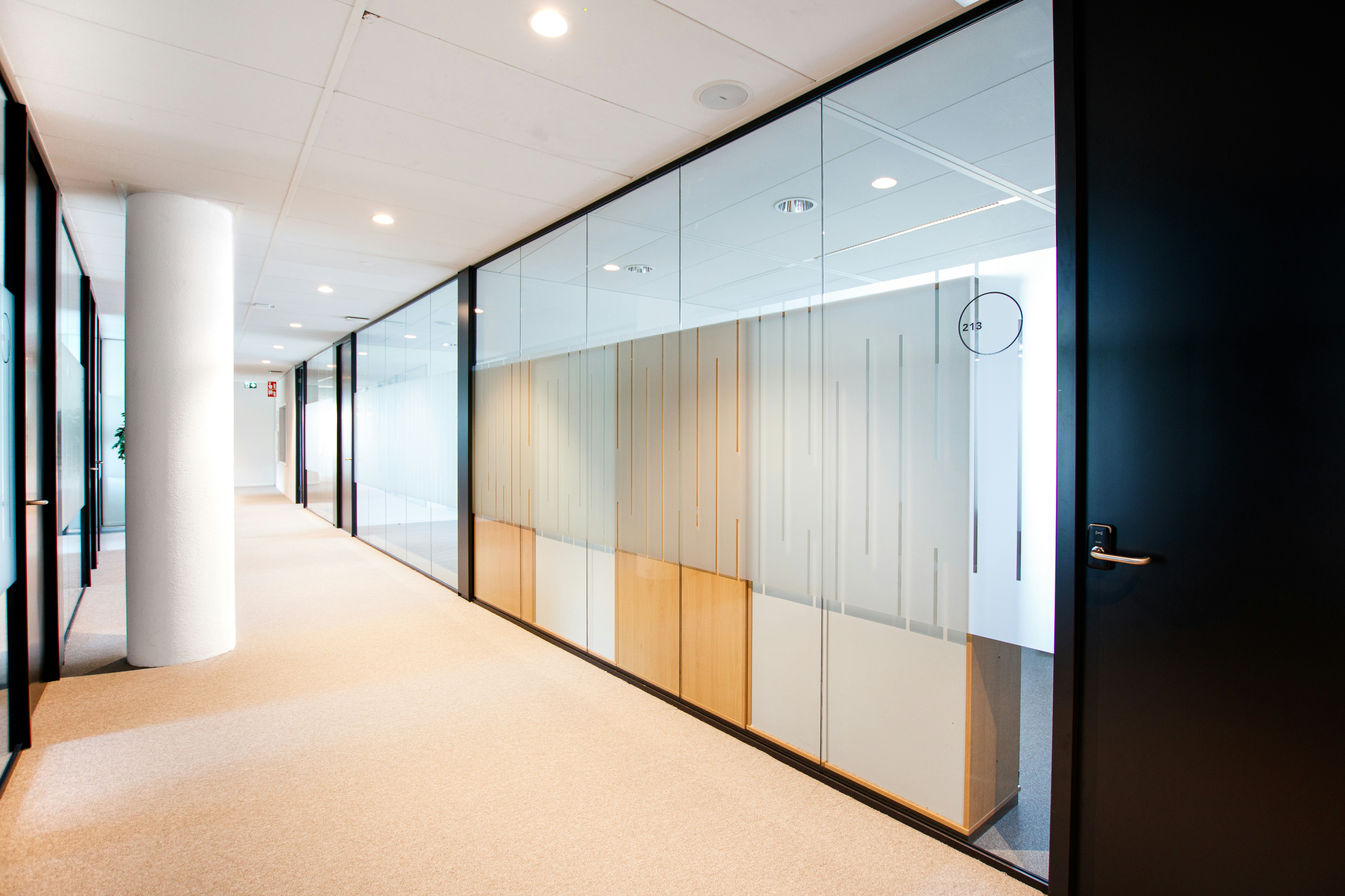 Pasillos corporativos con frosted